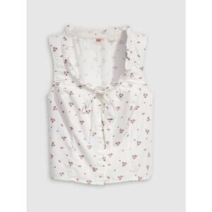 Levis White Floral Button Front Tank Top Cottagecore Size L